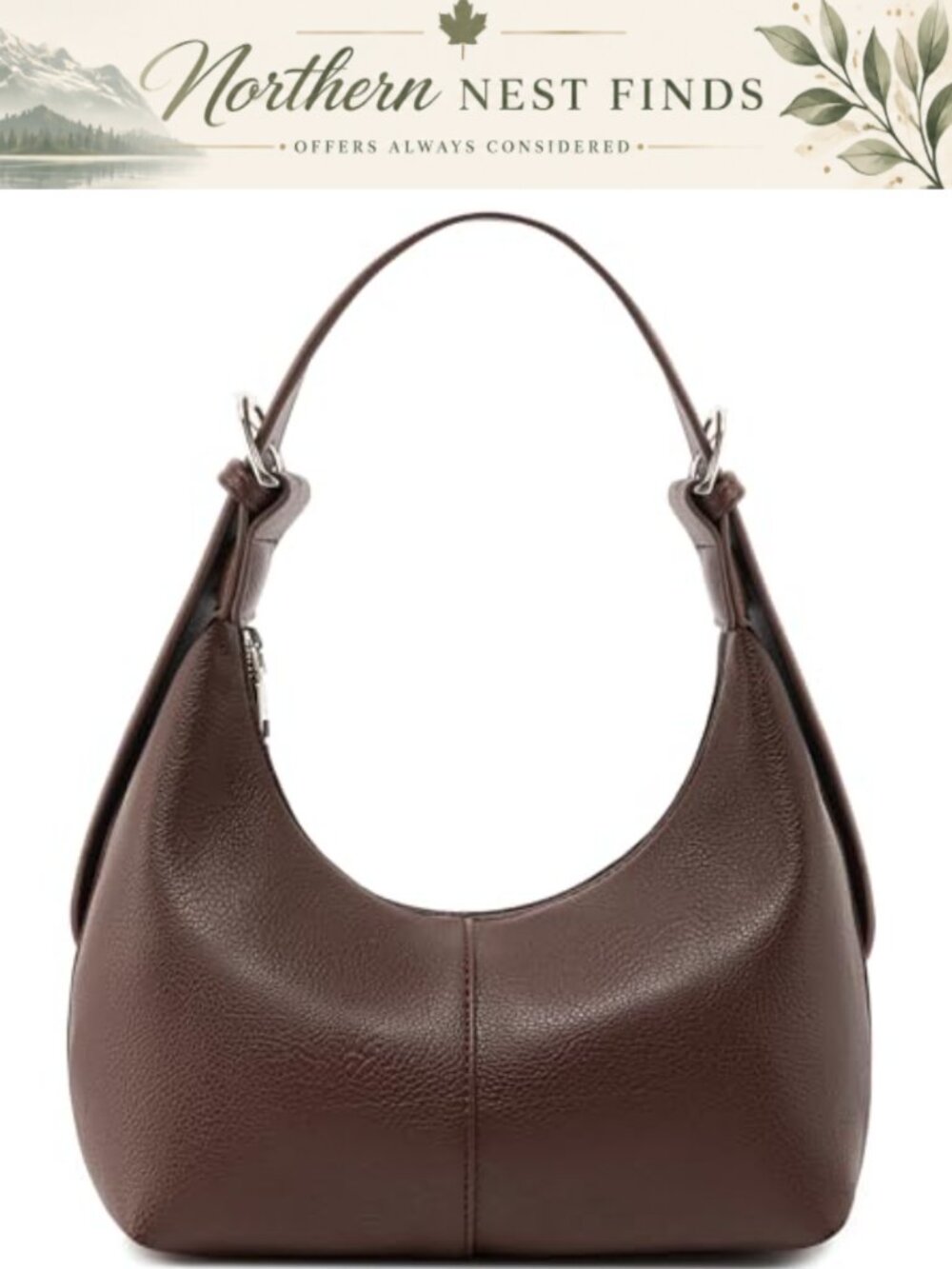 Soft Vegan Leather Crescent Hobo Shoulder Bag Slouchy Crossbody Purse